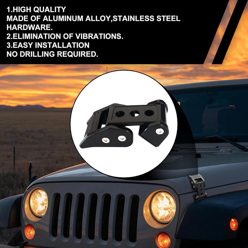 WWFGYX Hood Latches Aluminum Hood Lock Catch Latches Kit Compatible with Jeep Wrangler JK/JKU 2007-2018 JL/JLU 2018-2024 Gladiator JT 2020-2024 (Black) - Image 5